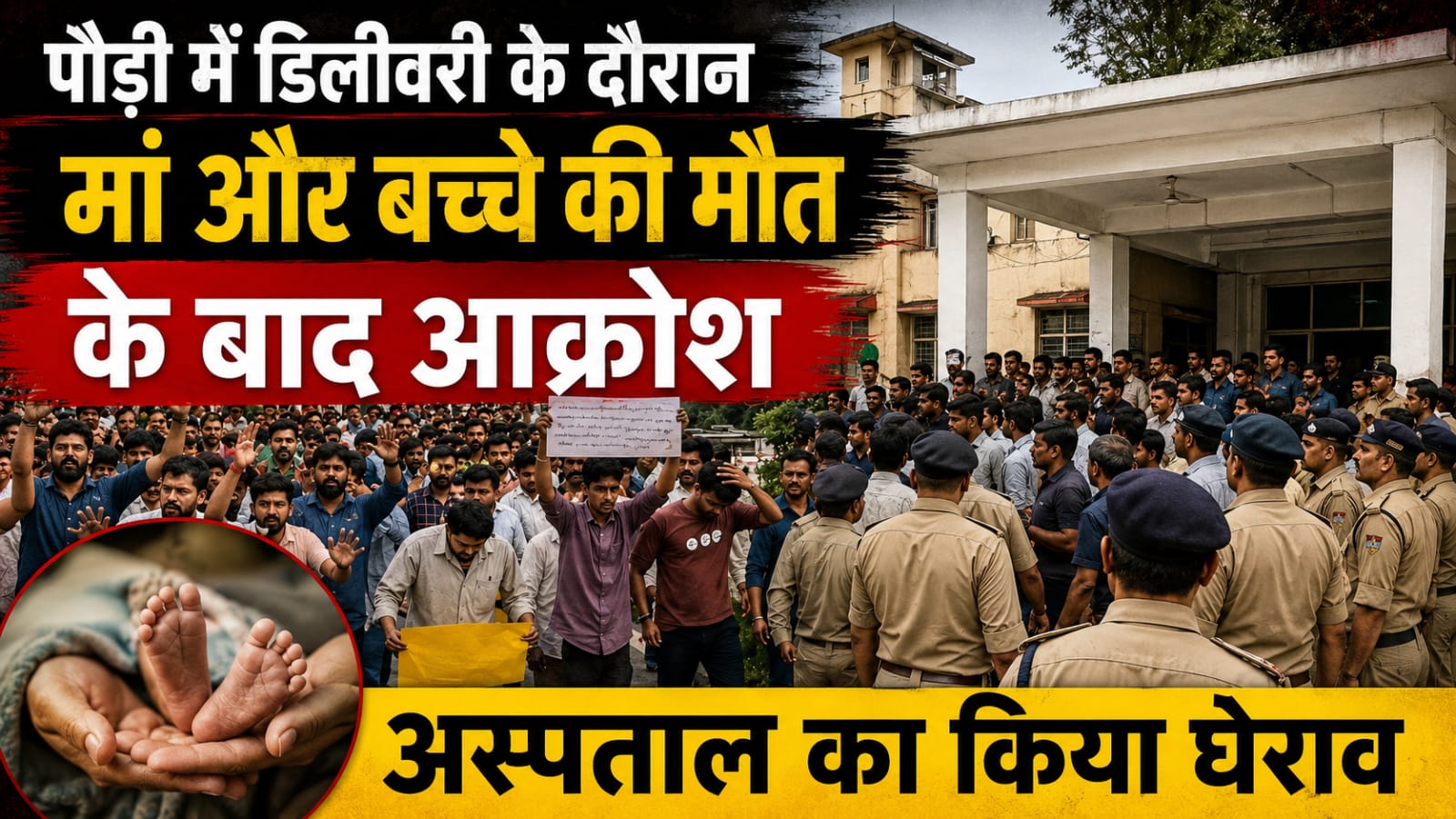 पौड़ी में डिलीवरी के दौरान मां और बच्चे की मौत के बाद आक्रोश, अस्पताल का किया घेराव