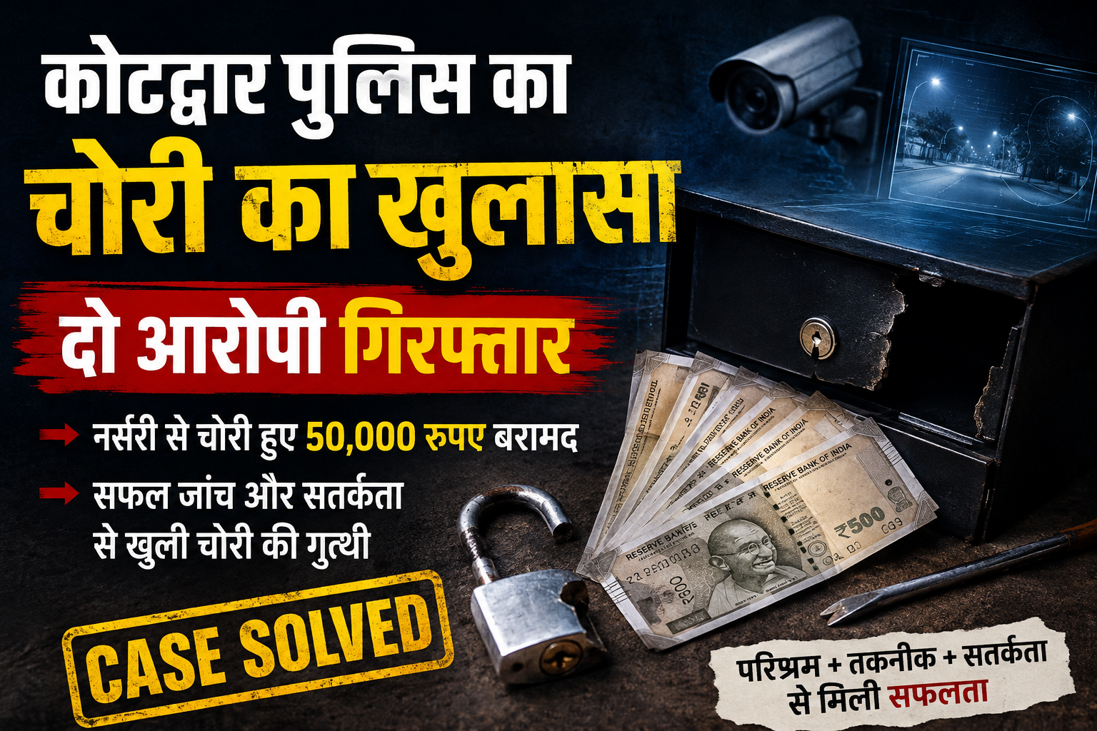 कोटद्वार में कल रात हुई चोरी,सुबह होते ही पकड़े गए चोर